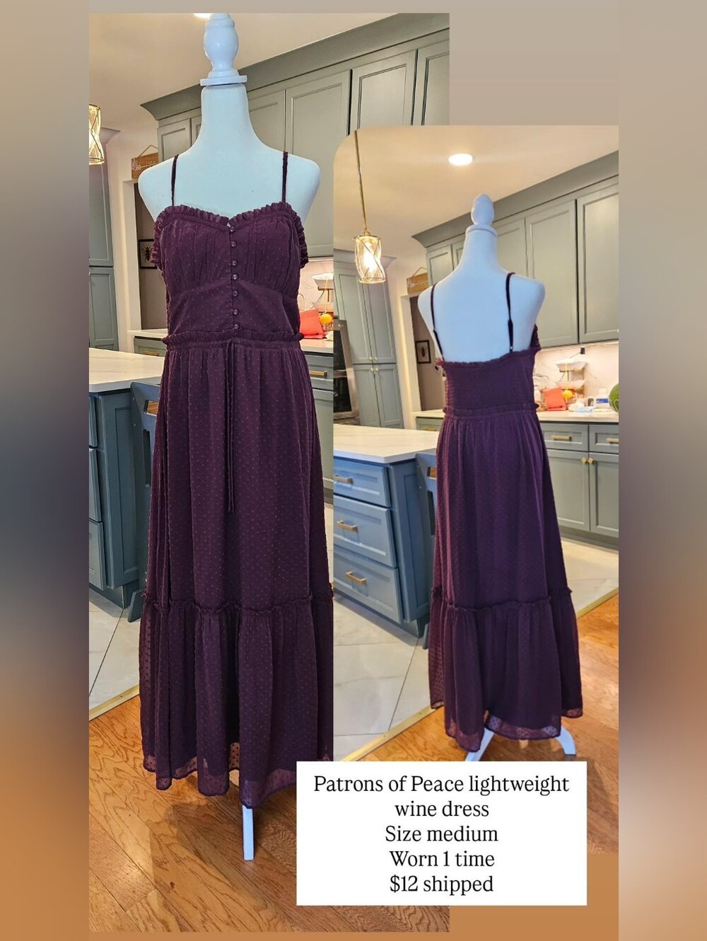 Patrons of Peace Plum Spaghetti-Strap Maxi Dress